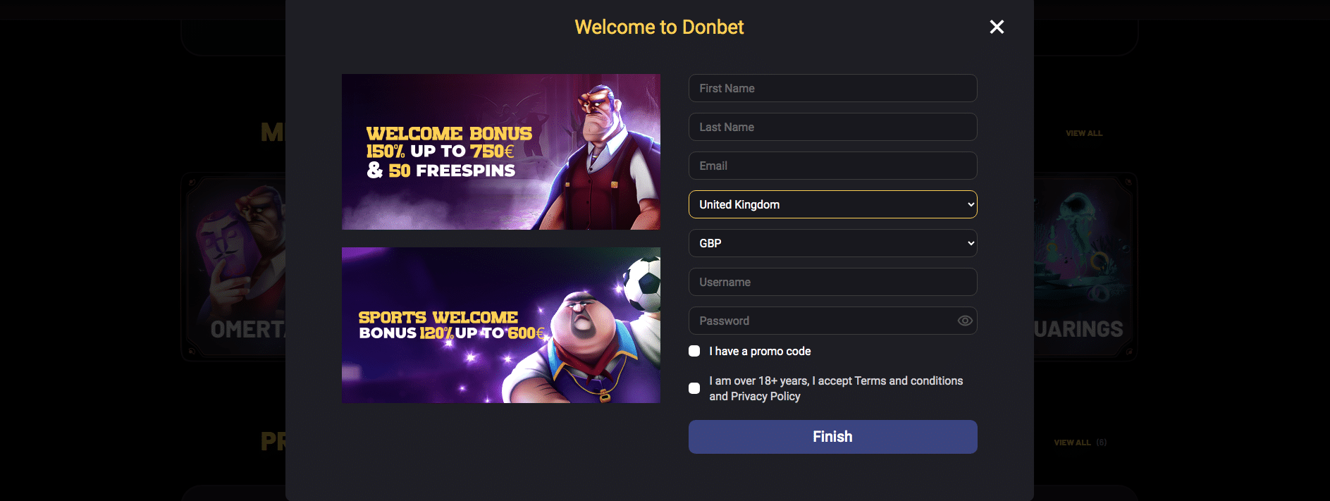 Donbet Sign up